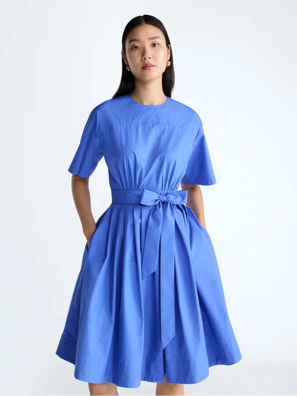Blue Midi Tie-Waist Dress - Women